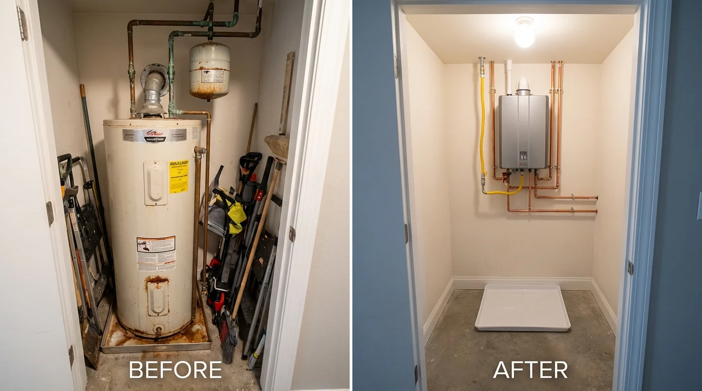 Tank water heater versus wall-mounted tankless unit comparison for Cottonwood, CA homeowners